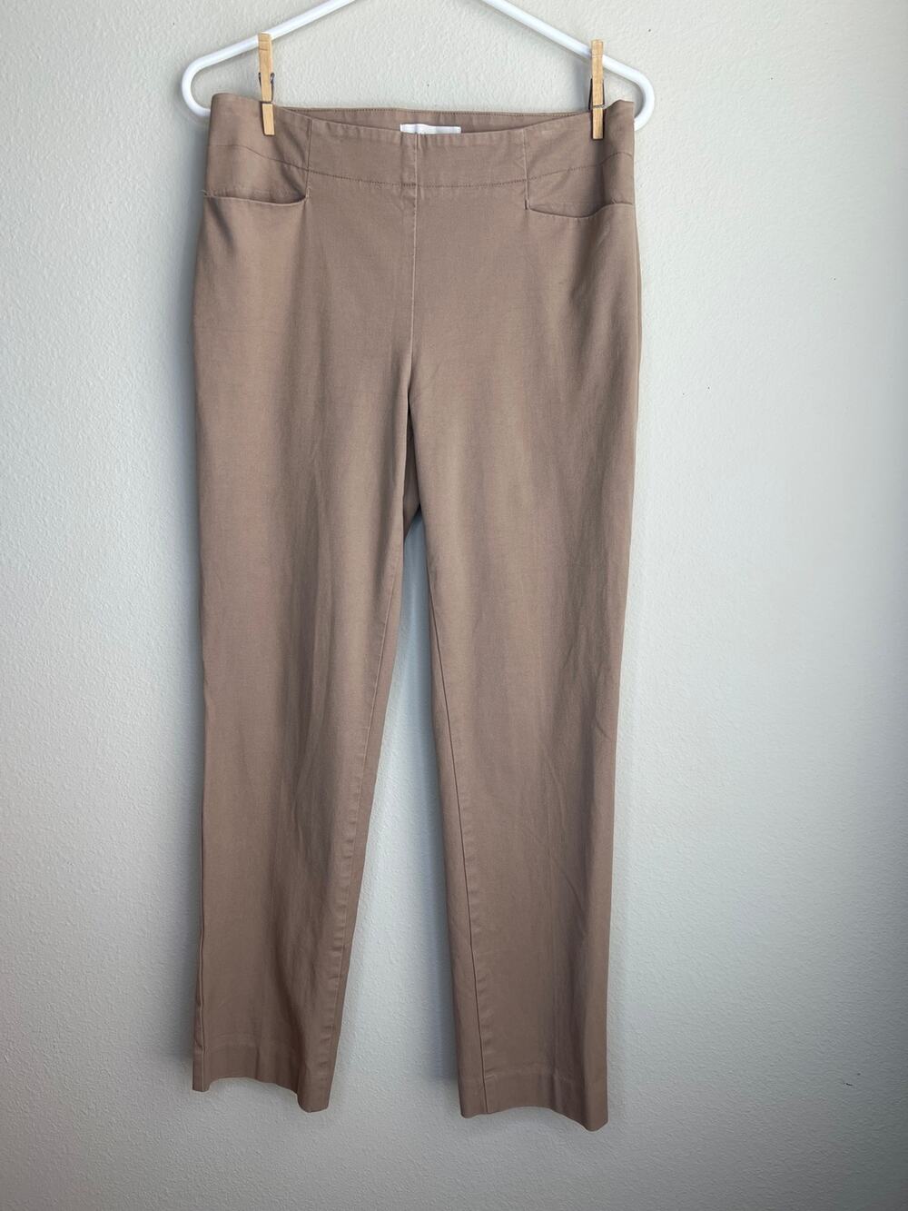 Talbots Essex Pull On Ankle Pants Beige Khaki Cotton Bi-Stretch Size 6 Small